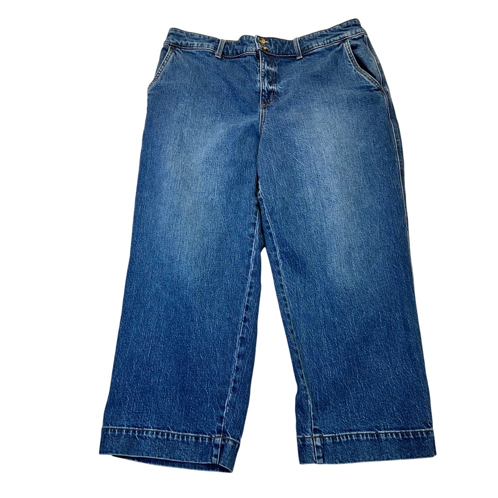 Talbots Straight Ankle Jeans Womens 16P Blue Sydney Wash Classic Casual Denim